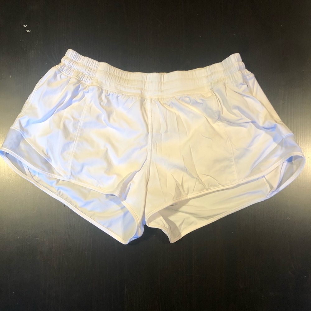 White lululemon running shorts
